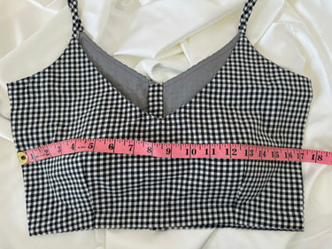 Ready To Wear Saree Blouse | Handwoven Cotton | Size 34 | Black and White Checks | Sphagetti Strap | Free Shipping | Ships from California
